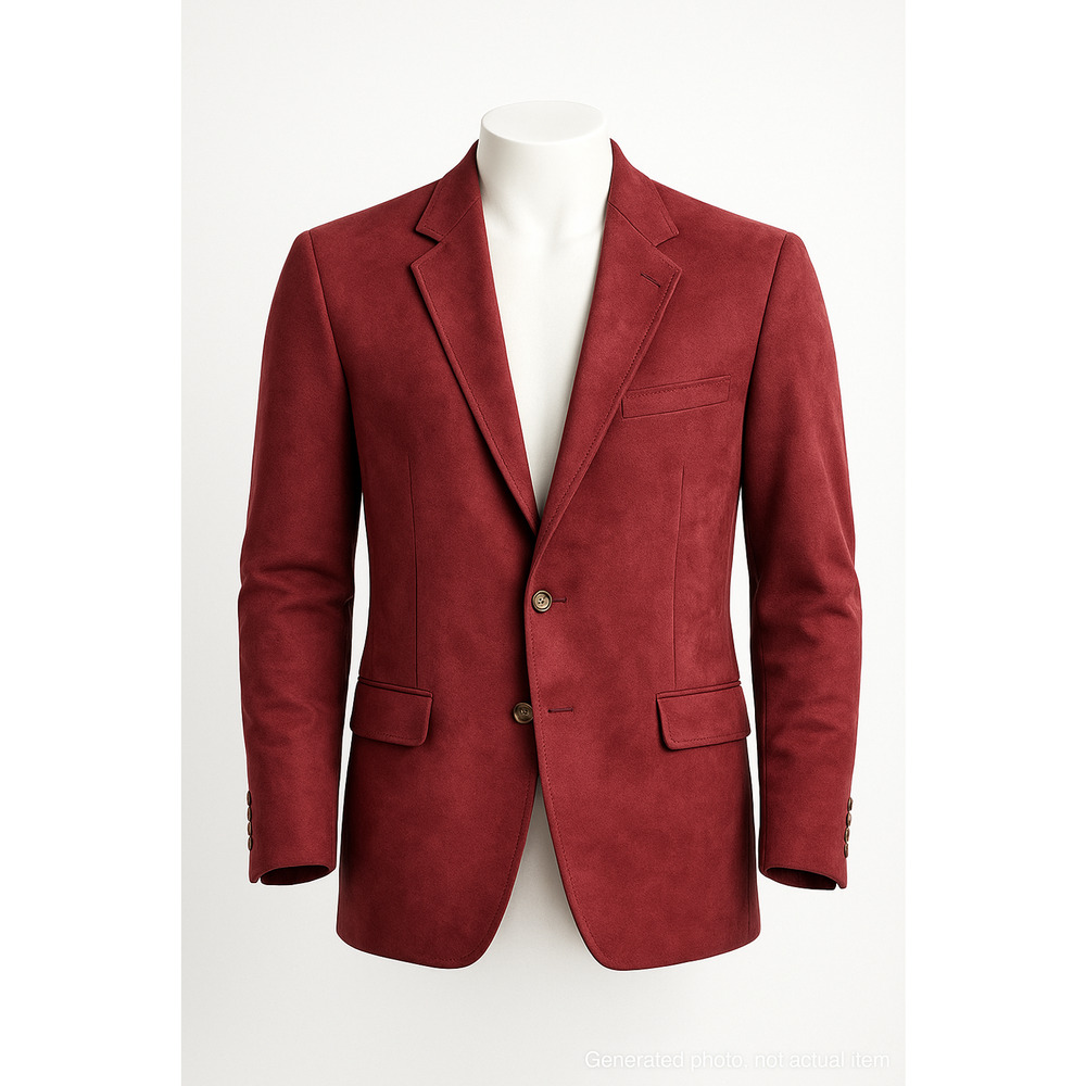 Vintage Burgundy Suede Look Blazer Retro Preppy Tailored Jacket Kingsridge